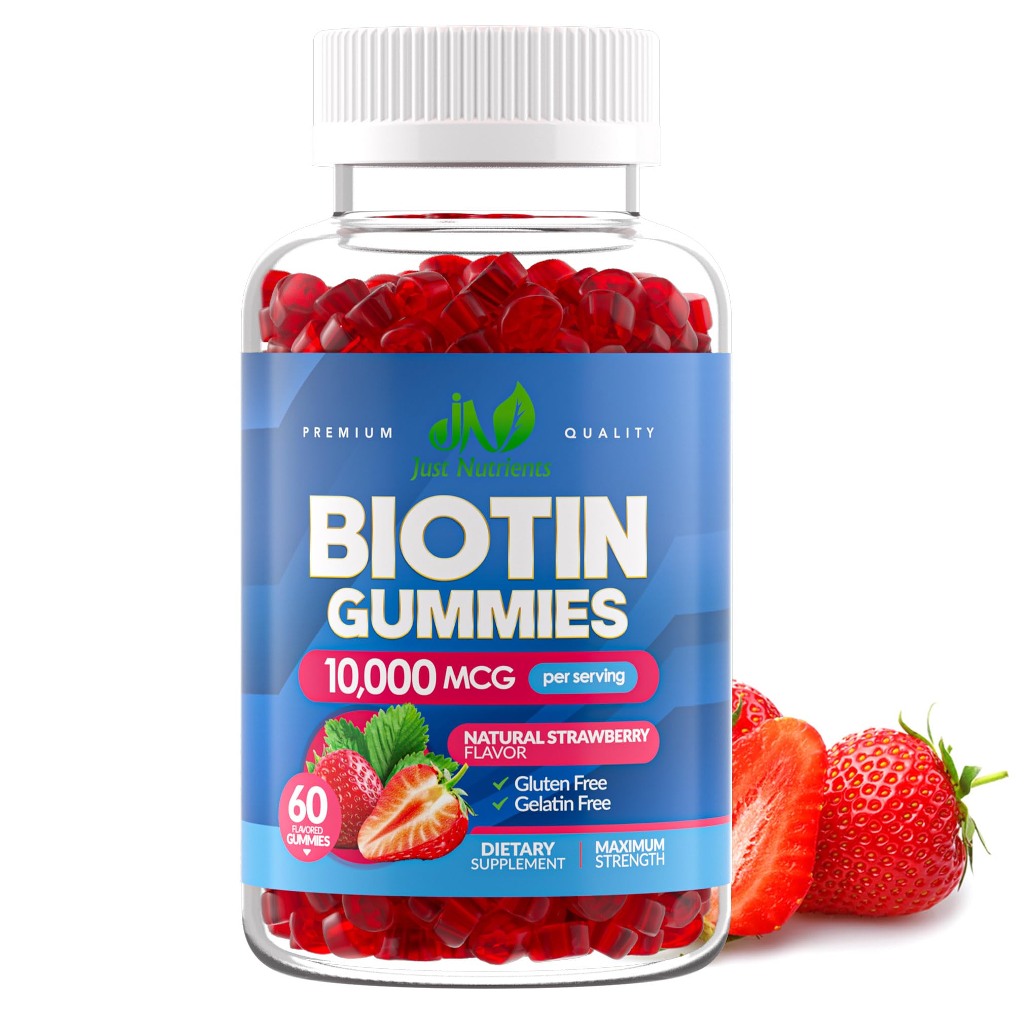 Just Nutrients Biotin 10,000mcg bottle — daily hair and nail support