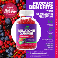 Just Nutrients Melatonin berry gummies closeup, delicious mixed berry flavor