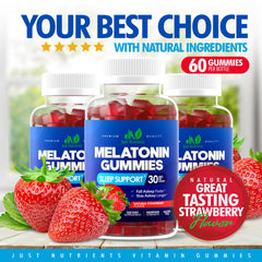 Just Nutrients Melatonin Gummies serving size image shows 60 gummies, two-month supply.