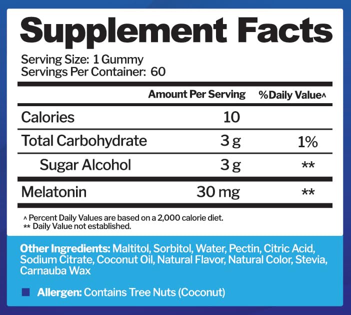 Just Nutrients Melatonin Gummies packaging highlights natural strawberry flavor and sugar-free formula.