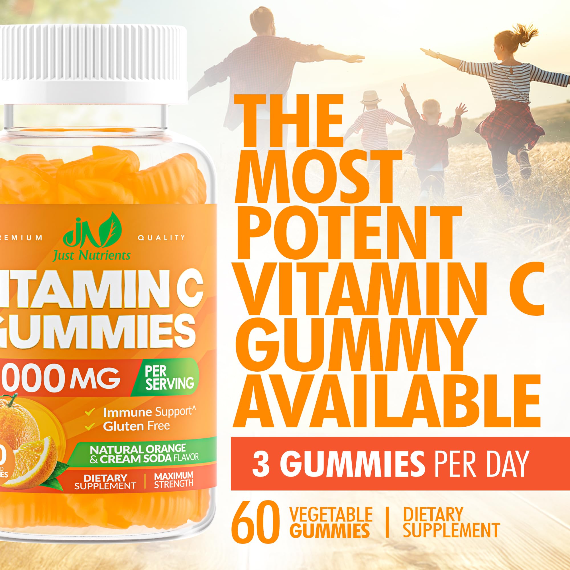 Just Nutrients Vitamin C Gummies kids-friendly option enjoyed as a daily vitamin C boost.