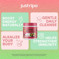 Just Ripe Nutrition Field of Greens mixed berry shake looks vibrant and refreshing