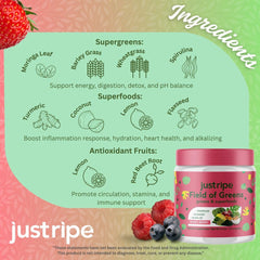 Just Ripe Nutrition Field of Greens with spirulina and beet root for natural color