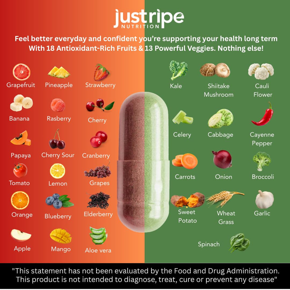 Just Ripe Nutrition whole-food ingredients label emphasizing natural sourcing