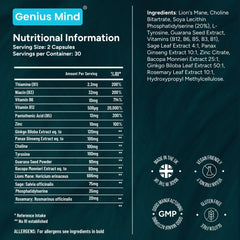 JustFloow Genius Mind capsules on table highlighting morning energy.