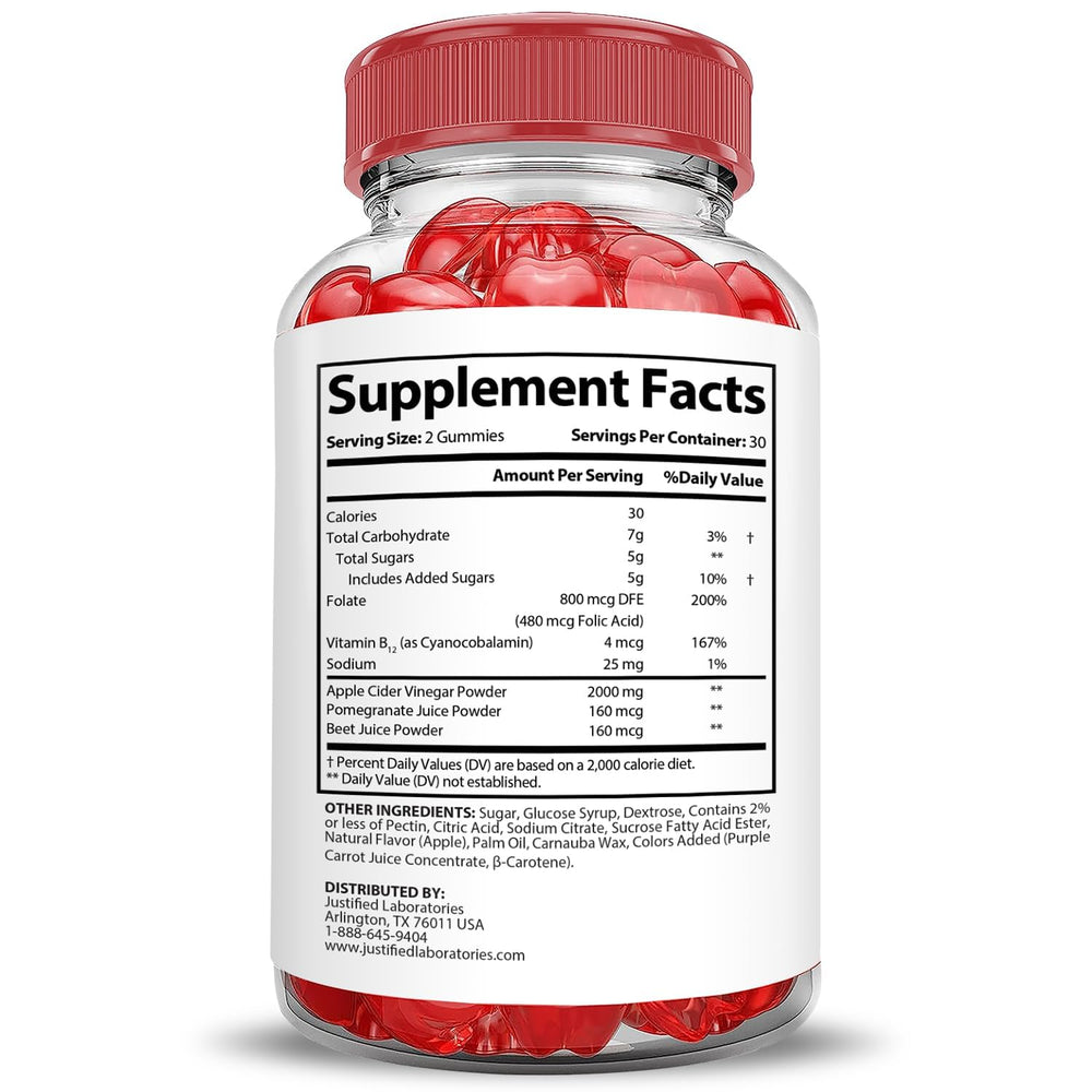 Beet juice and pomegranate ingredients showcased in Trim Tummy Keto ACV Gummies