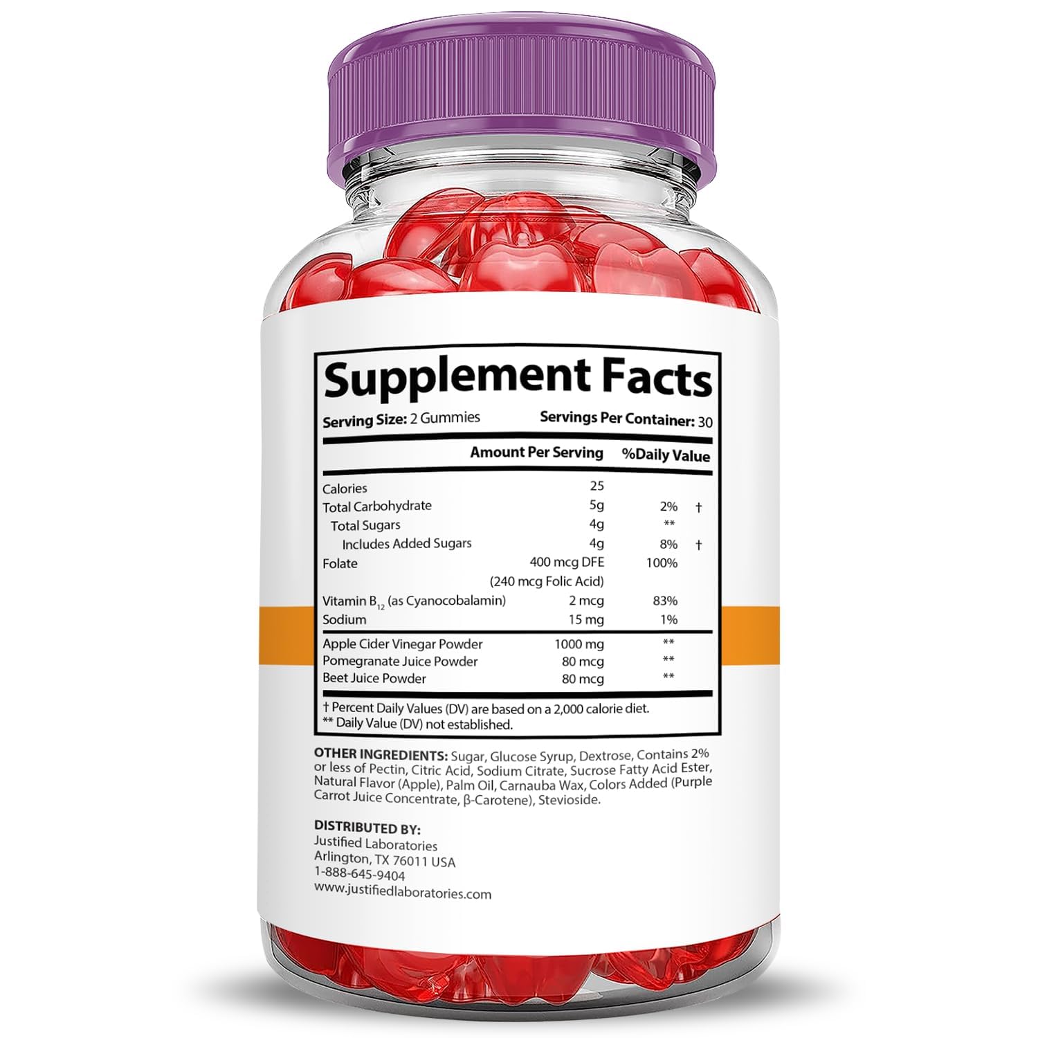 Justified Laboratories Rapid Ripped Keto ACV gummies close-up showing chewy texture.