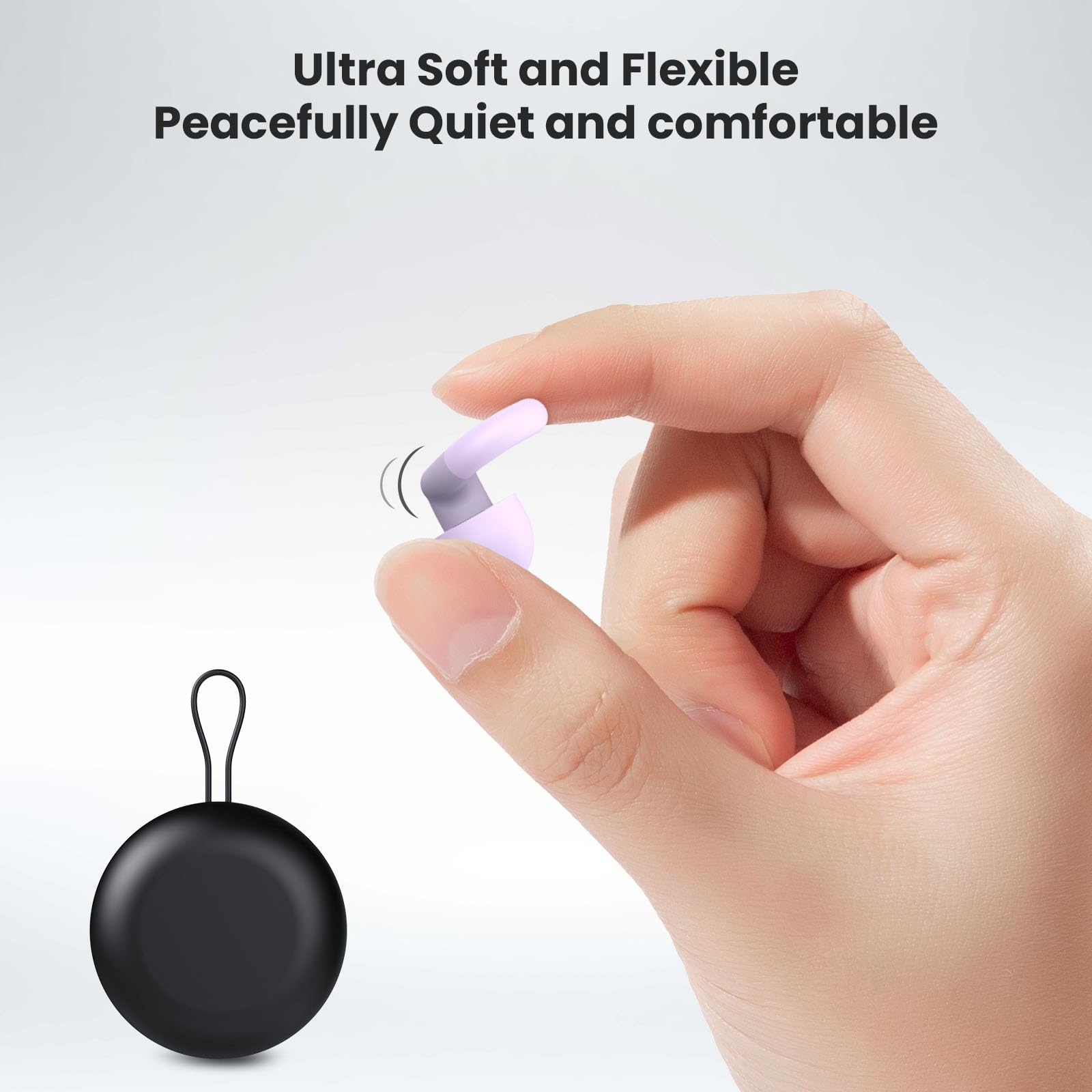JUSTRVN ergonomic round-shape plugs sit gently in the ears.