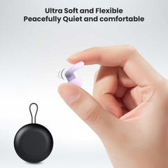 JUSTRVN ergonomic round-shape plugs sit gently in the ears.
