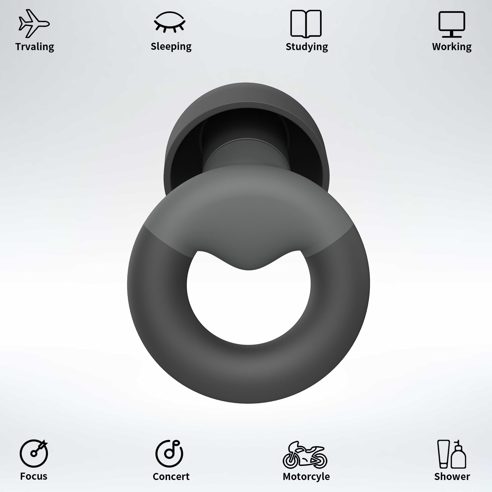 JUSTRVN eight soft silicone ear tips close-up for a precise fit.