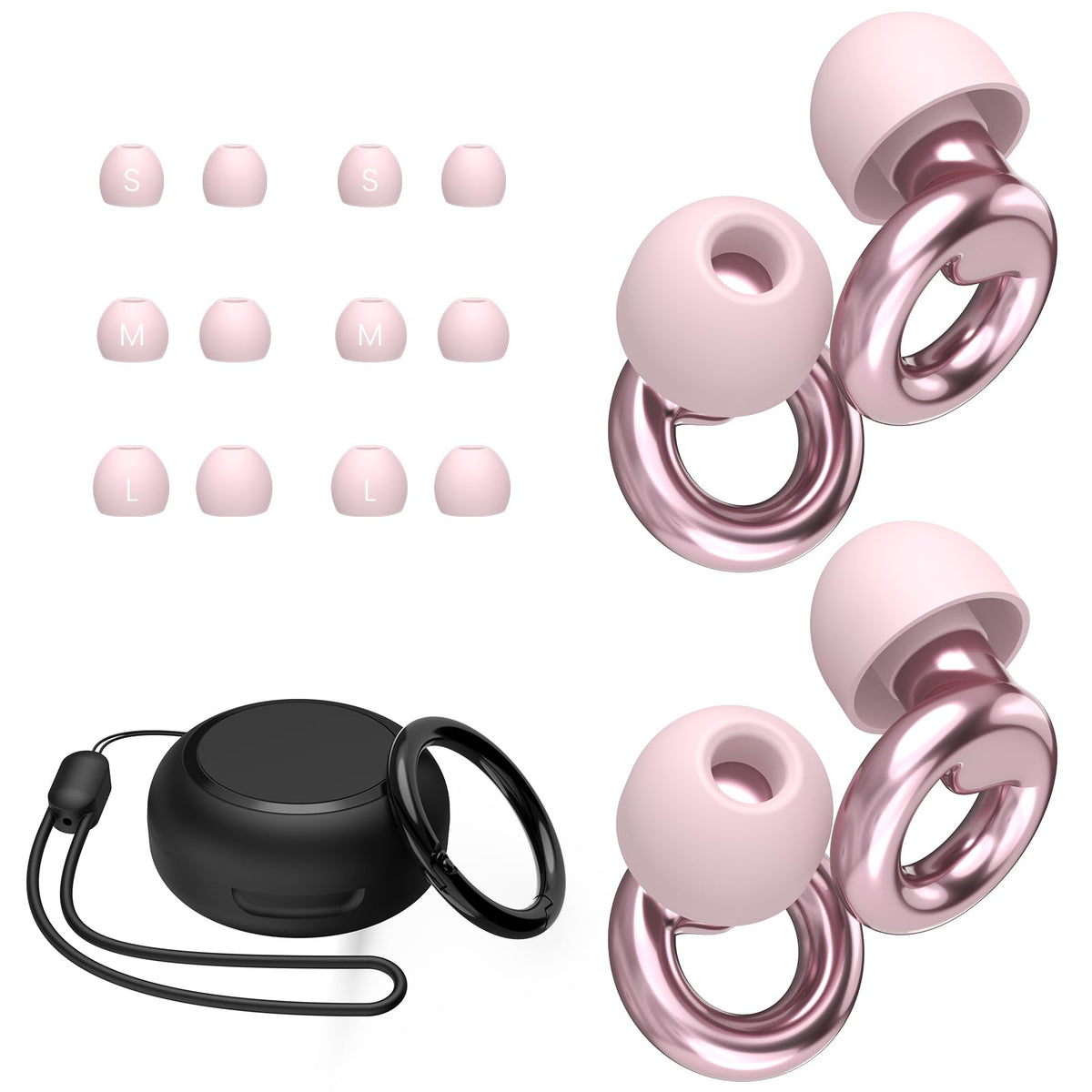 Tapones para oídos JUSTRVN en estuche compacto para dormir y viajar.