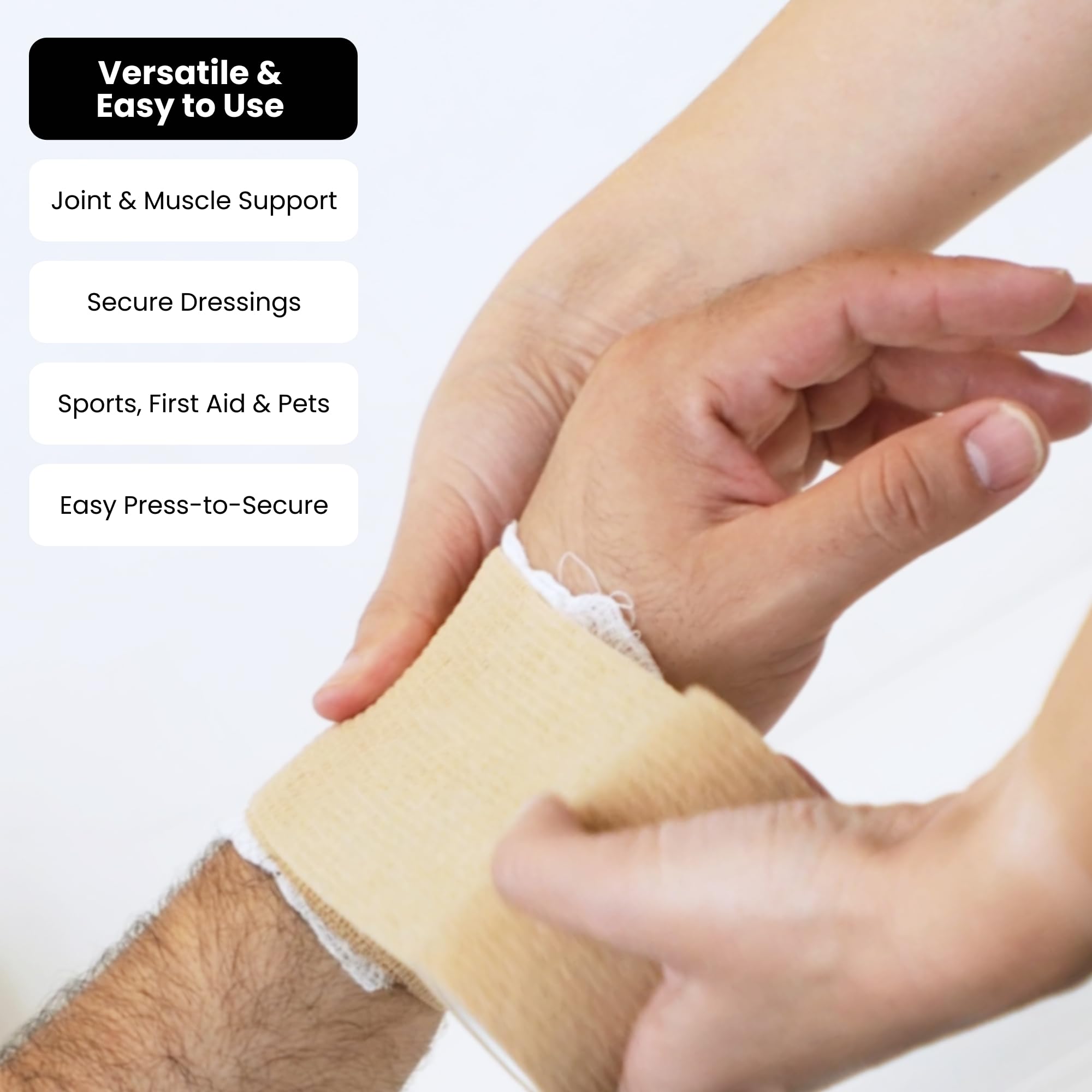 Close-up of tear-by-hand design on Juvale bandage wrap for quick, clean application
