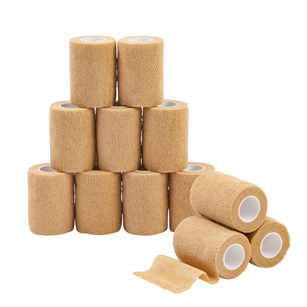 Juvale self-adherent wrap tan 3in5yd roll provides secure, skin-friendly joint support