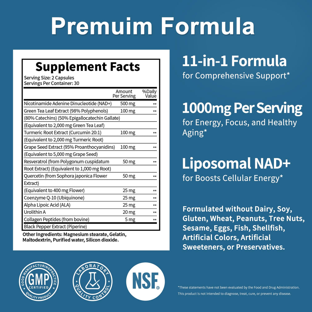 JuvaNutra NAD Supplement label close-up emphasizing ingredients and purity