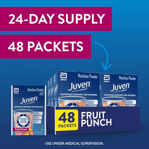 Juven display on a store shelf with nutrition benefits.