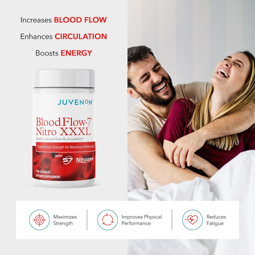 Pouring Juvenon BloodFlow-7 capsules before training for easy daily intake.