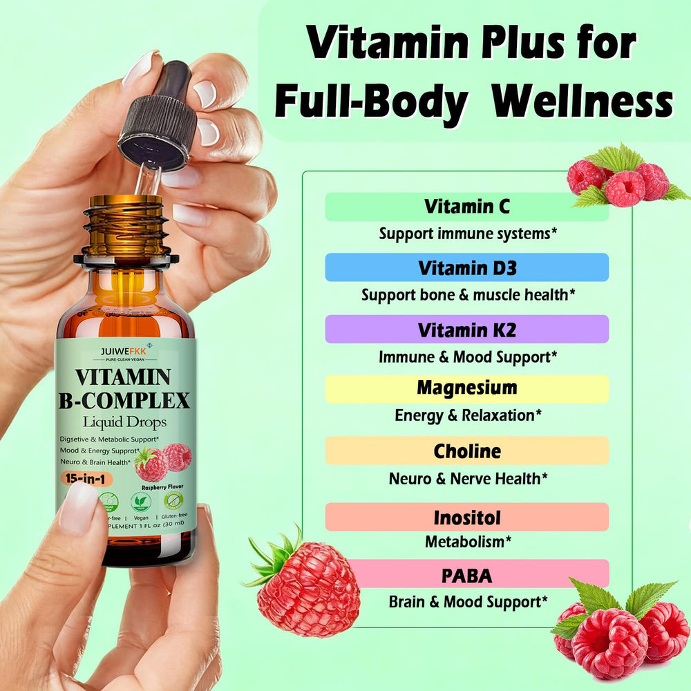 JUIWEFKK Vitamin B Complex liquid drops dropper for easy dosing