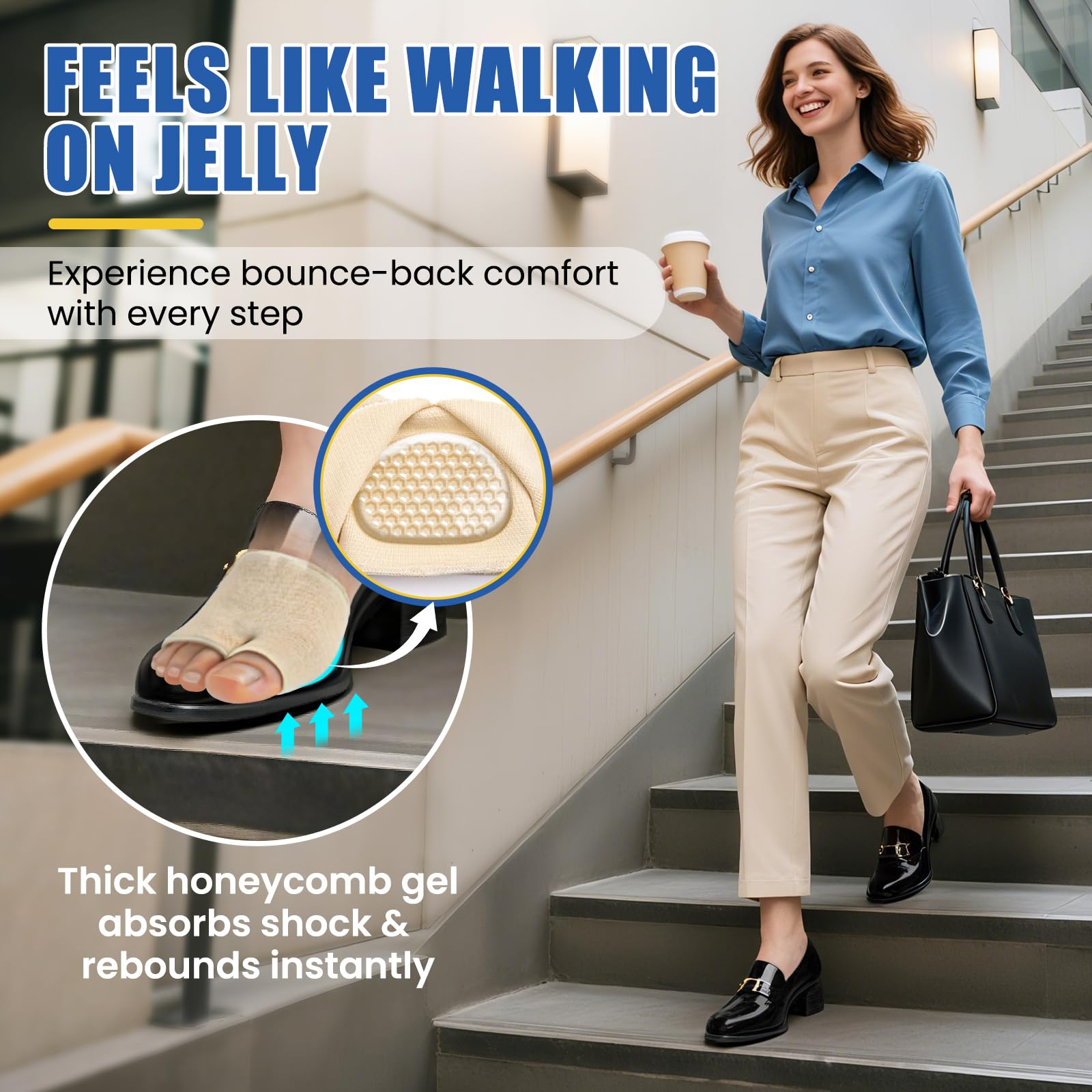JWHOO metatarsal pads under heels for discreet comfort