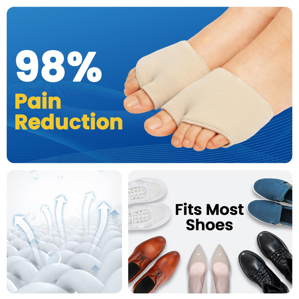 JWHOO metatarsal pads placed inside a shoe for discreet ball‑of‑foot support