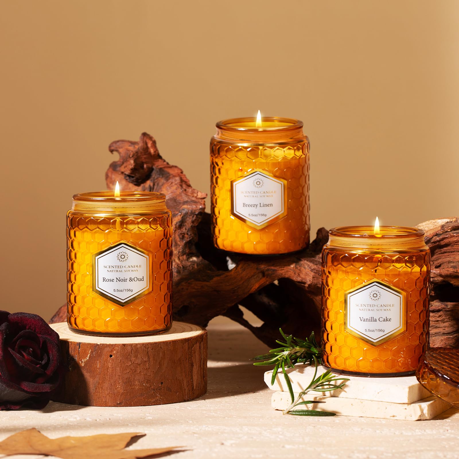 JXDLSQ Sandalwood & Patchouli candle jar brings warm earthy notes for cozy evenings.
