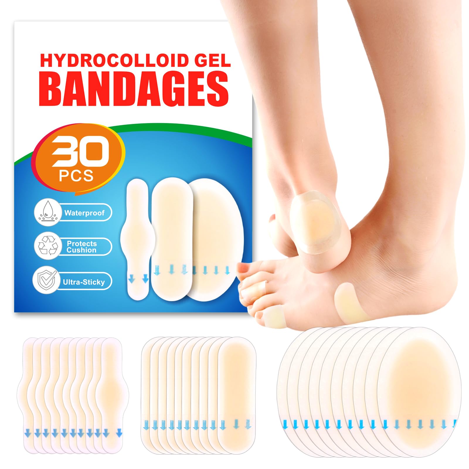 Parche hidrocoloide JXXAMZ33 para talones protege contra el roce diario.