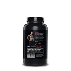 Alpha JYM label closeup highlighting transparent ingredients.