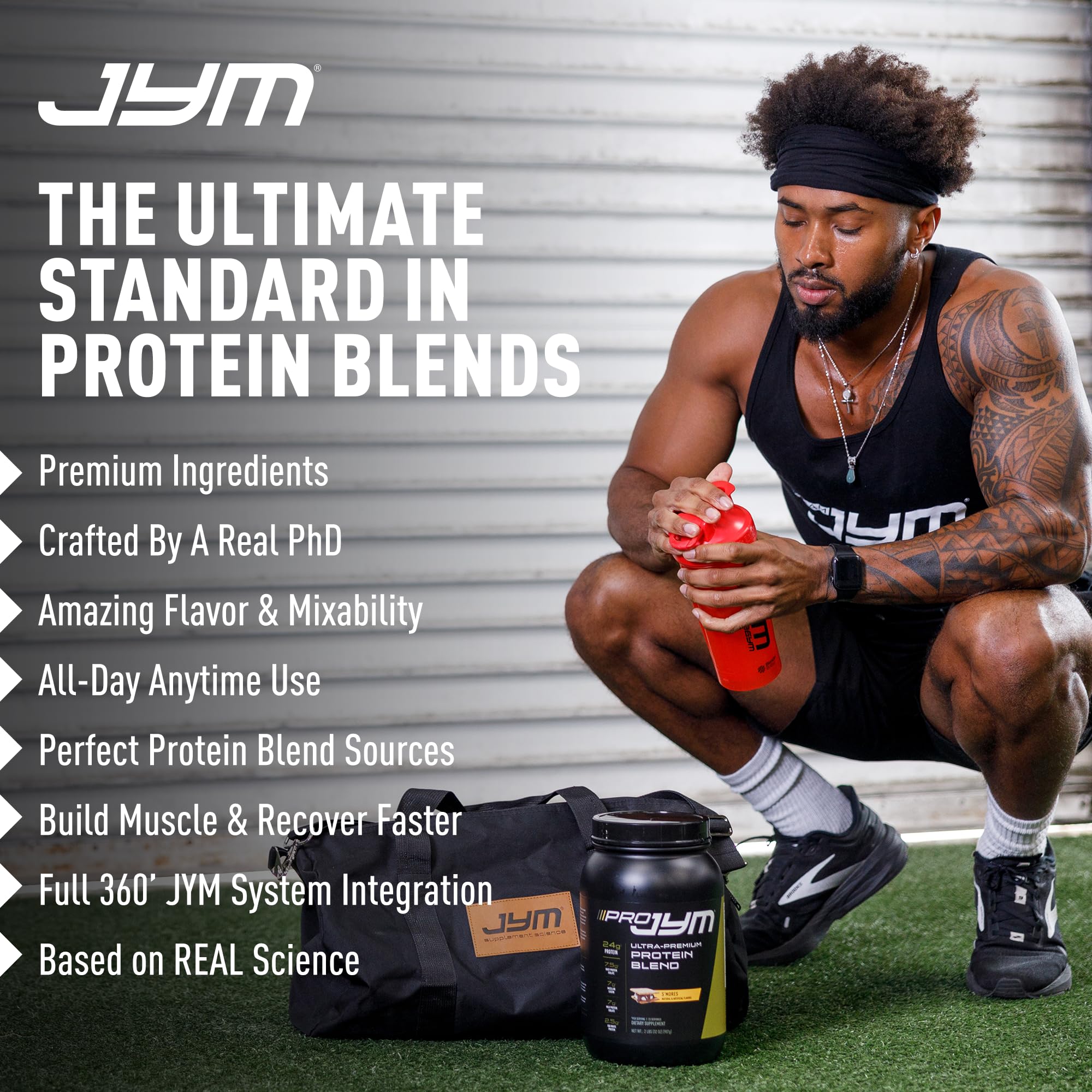 Close-up label on Pro JYM Tahitian Vanilla showing transparent blend composition