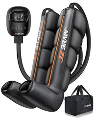 JZBRAIN air compression boots worn on leg for full-leg recovery and comfort.
