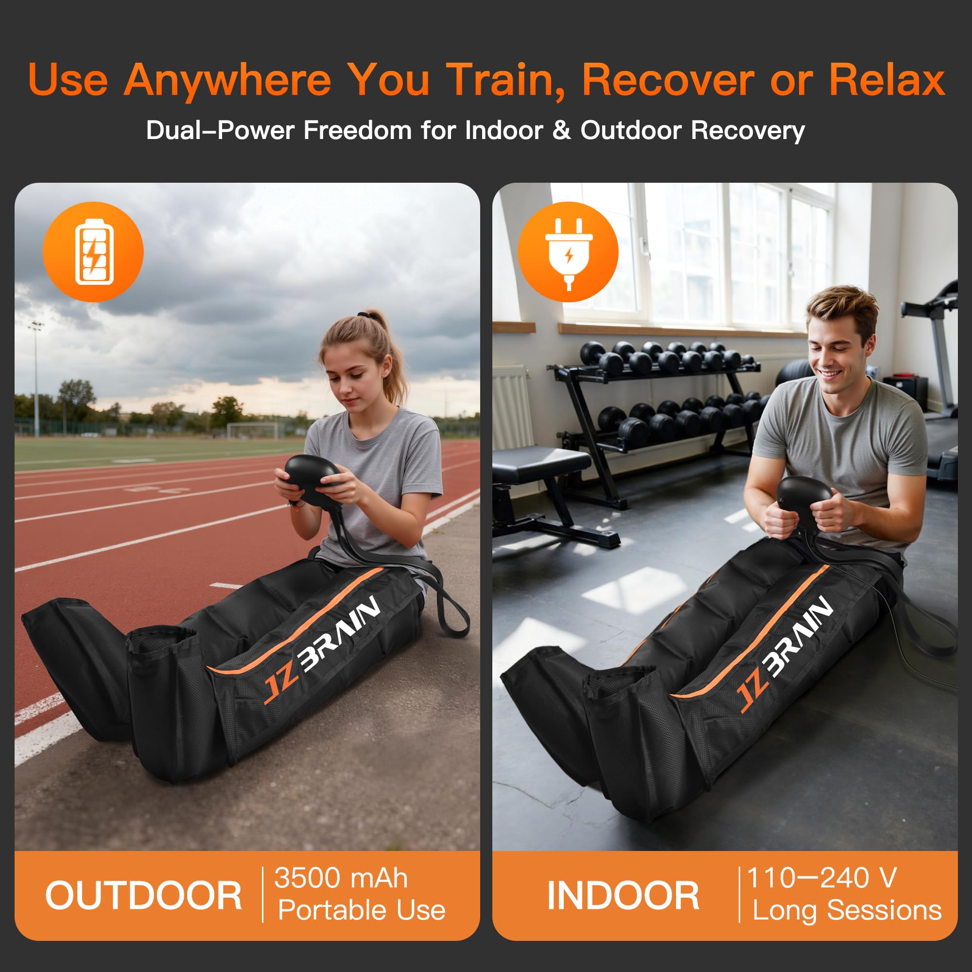 Compact portable battery for JZBRAIN boots enables outdoor use.