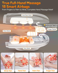 JZBRAIN 360-wrap hand massager covers fingers to the wrist for full-hand coverage.