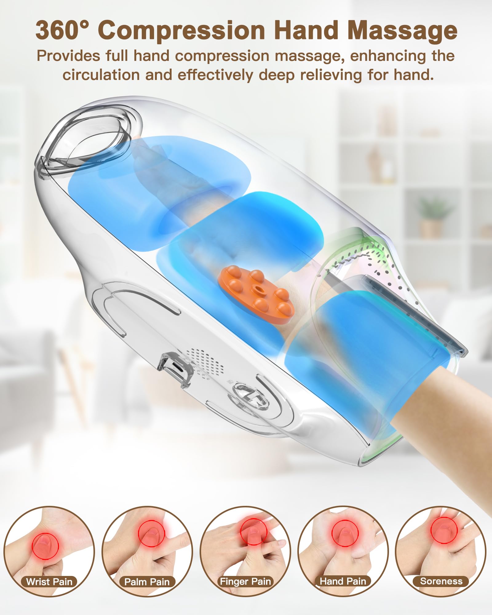 JZBRAIN Massager airbag detail promoting comfortable warmth and circulation support.