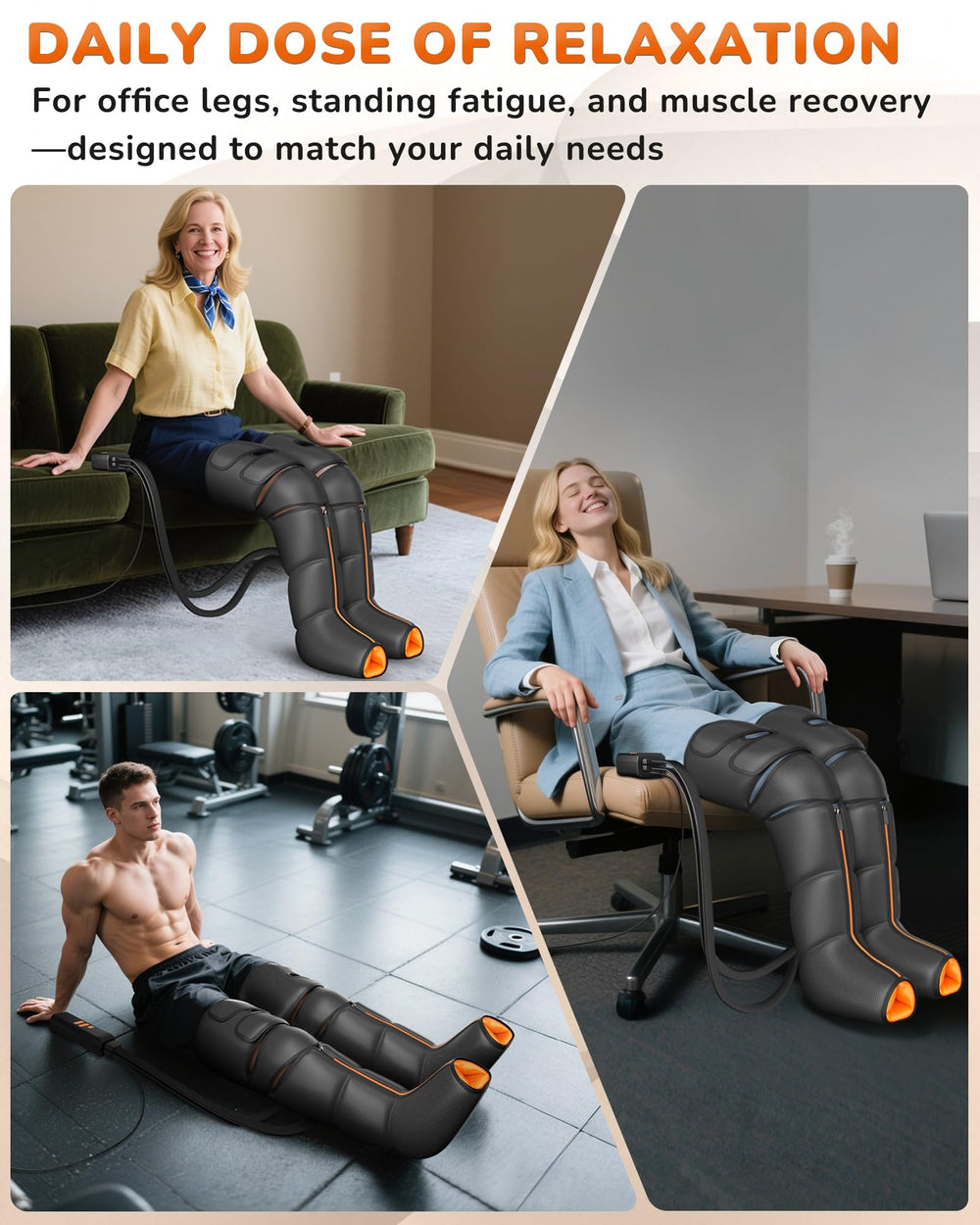 JZBRAIN leg massager handheld remote control for easy adjustments.