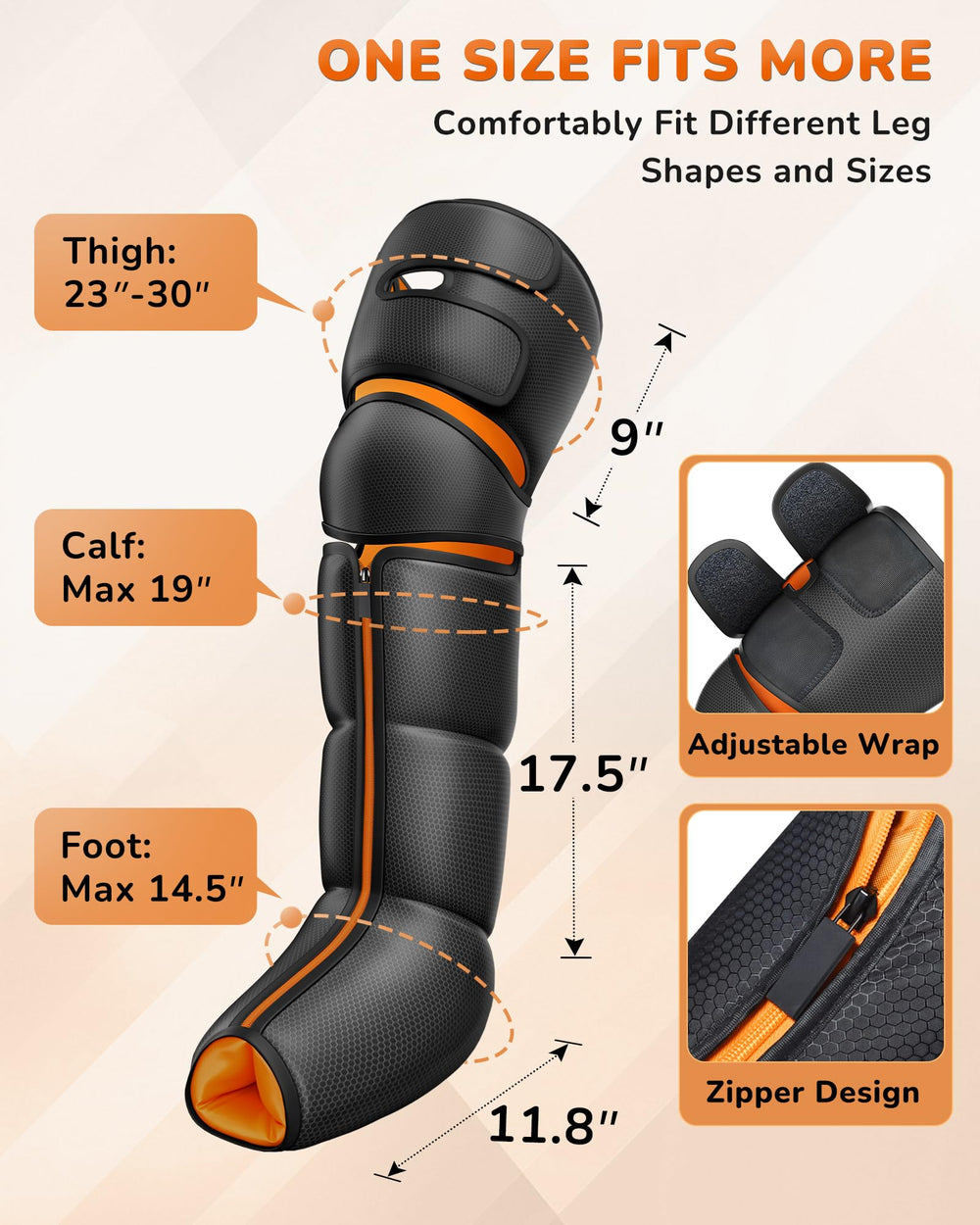 JZBRAIN leg massager zip-up sleeves easy to wear for daily relief.