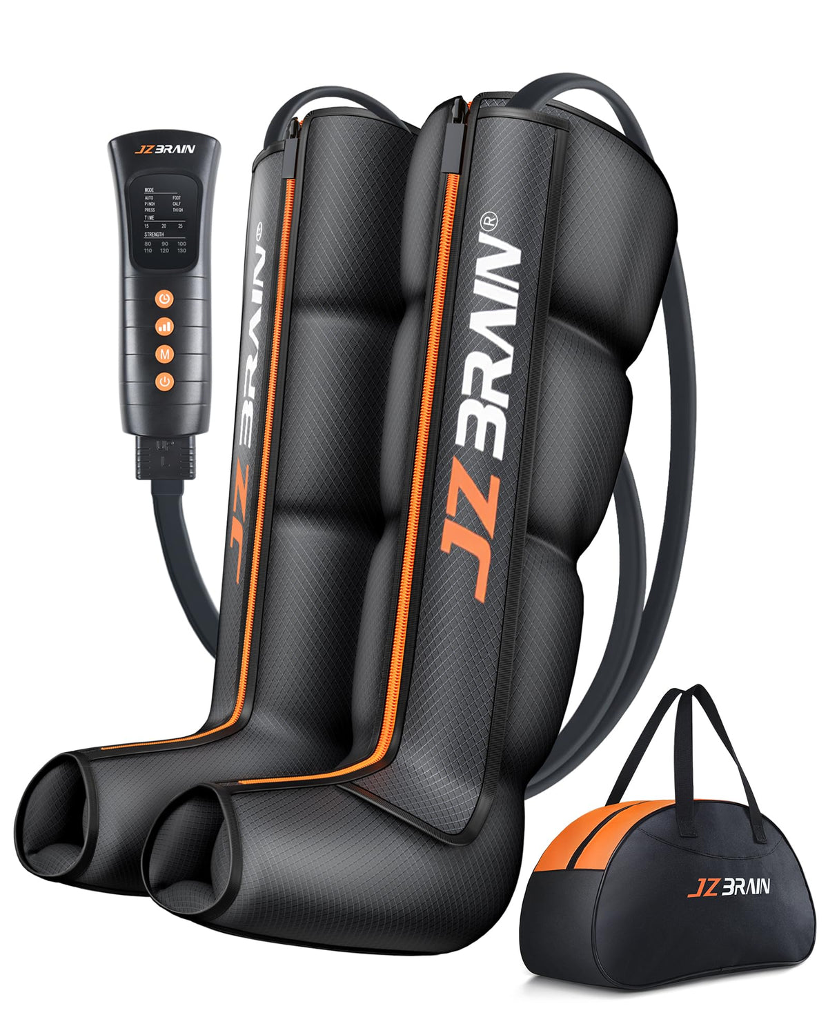JZBRAIN sequential air compression boot front view for leg recovery and improved circulation.