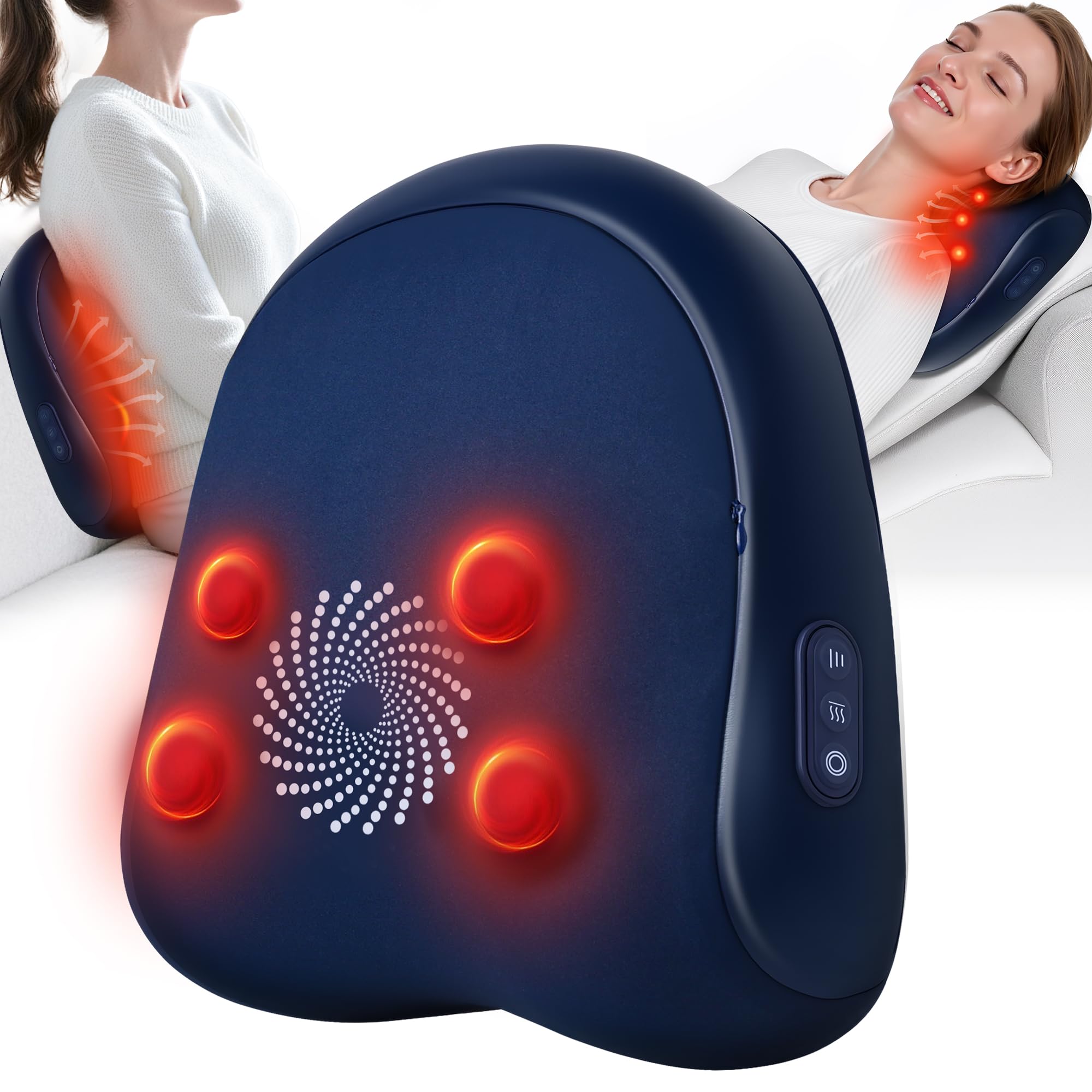 JZBRAIN Shiatsu massager with ergonomic contour targets neck and back relief.