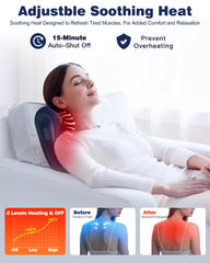 JZBRAIN Shiatsu massager heat function delivers gentle warmth for relaxation.