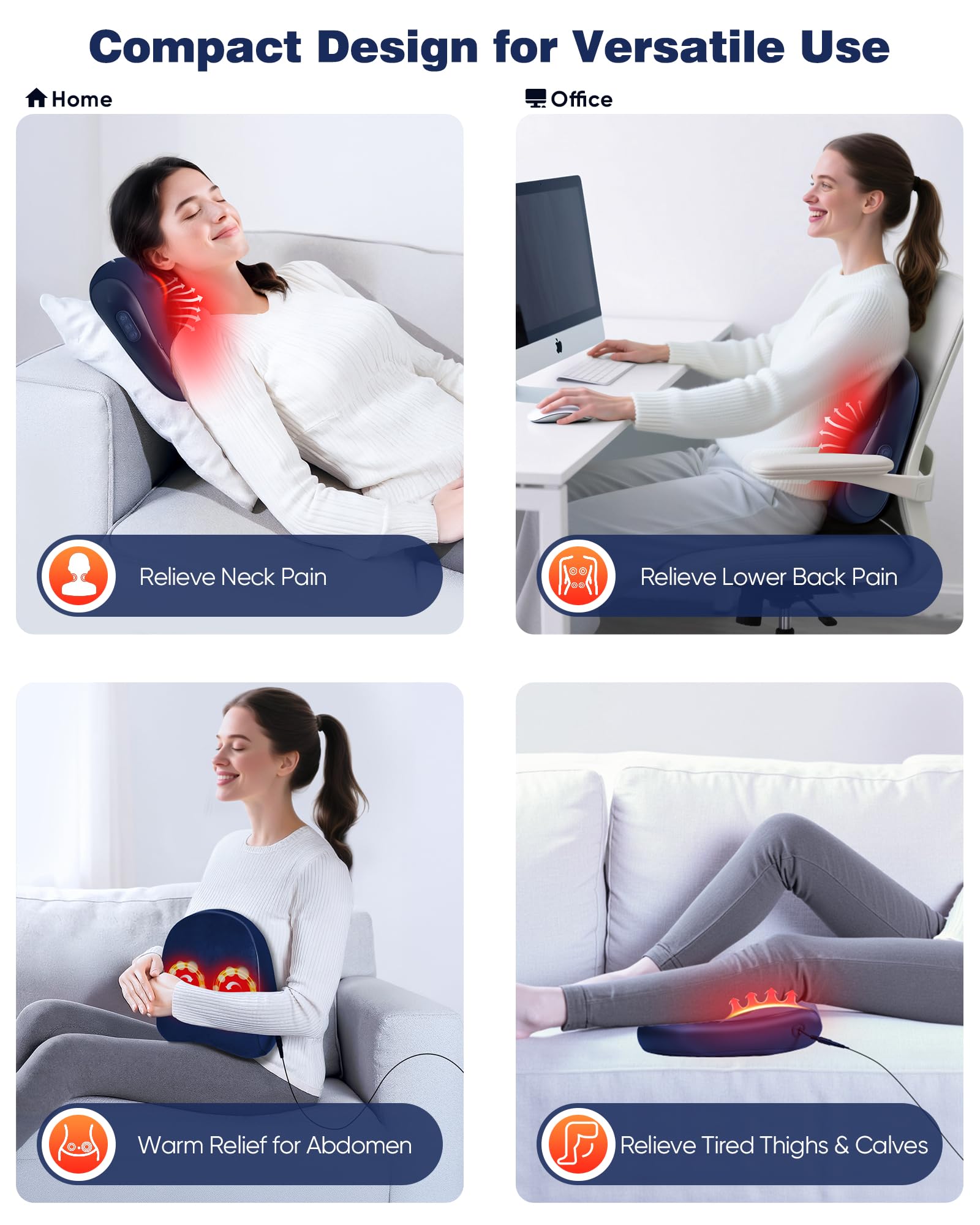 JZBRAIN Shiatsu massager one-touch controls for simple operation by all ages.