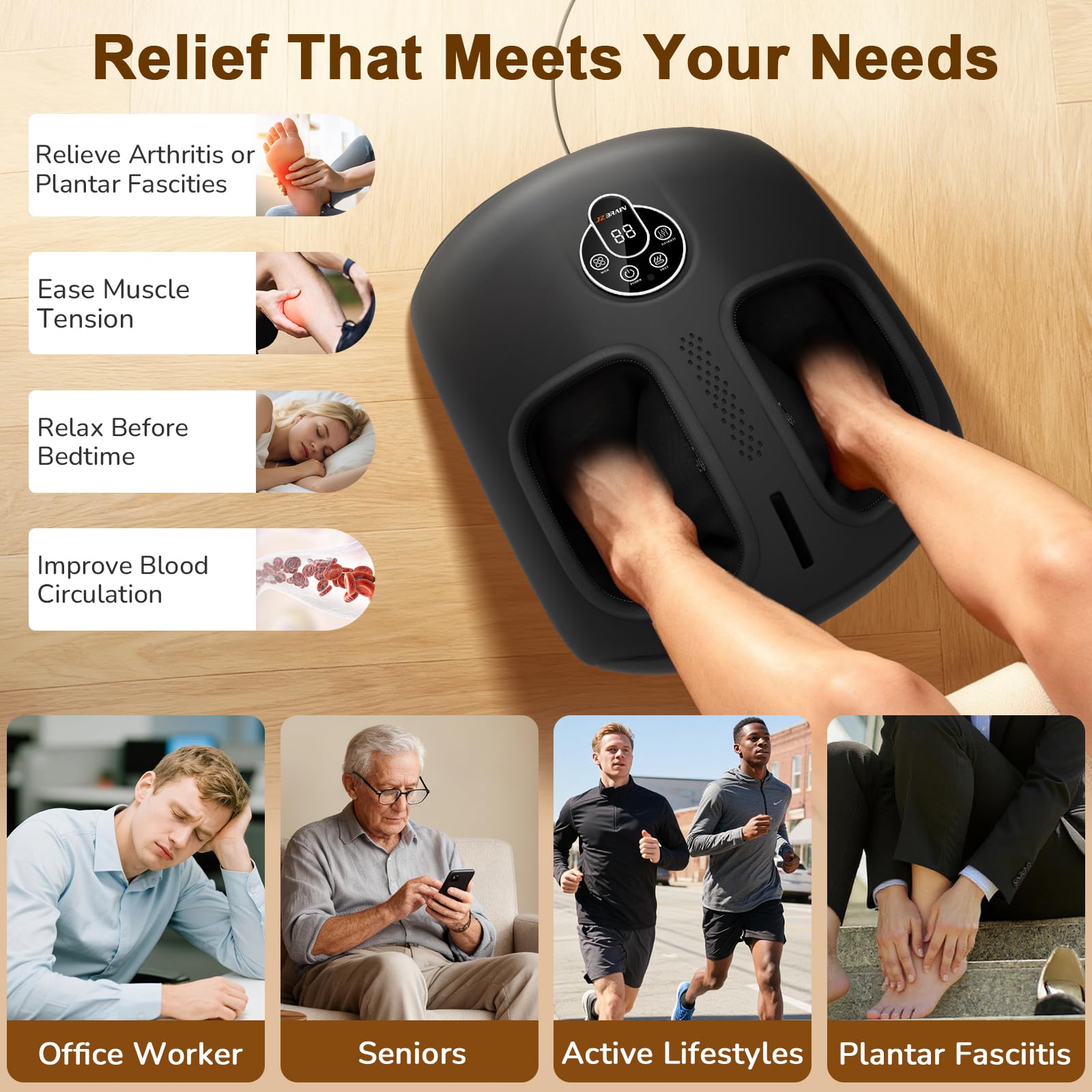 JZBRAIN foot chamber interior shows washable sleeve feature for hygiene.