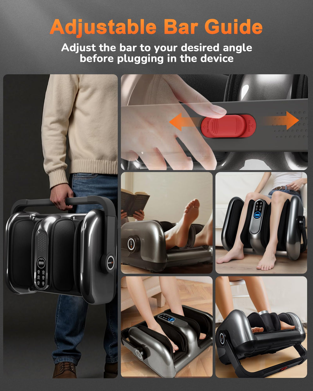 JZBRAIN Shiatsu foot massager compact storage ready setup beside sofa or bed
