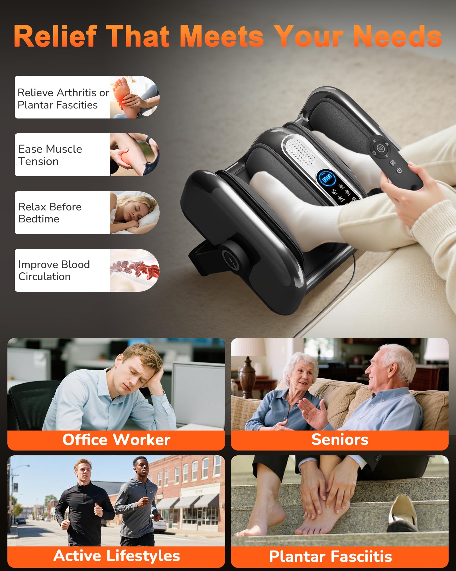 JZBRAIN Shiatsu foot massager remote control for hands-free session adjustments