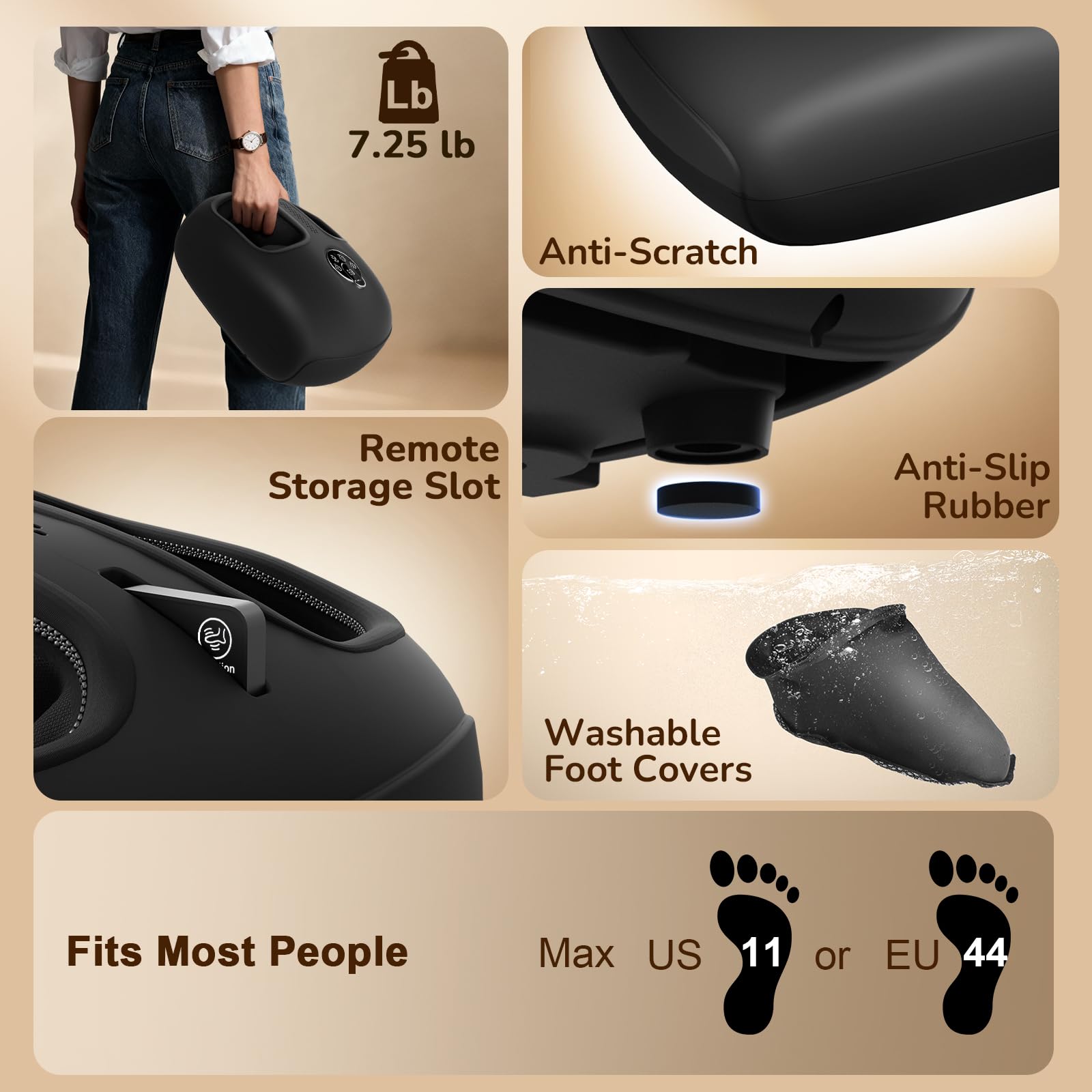 JZBRAIN remote control for hands-free massage adjustments.