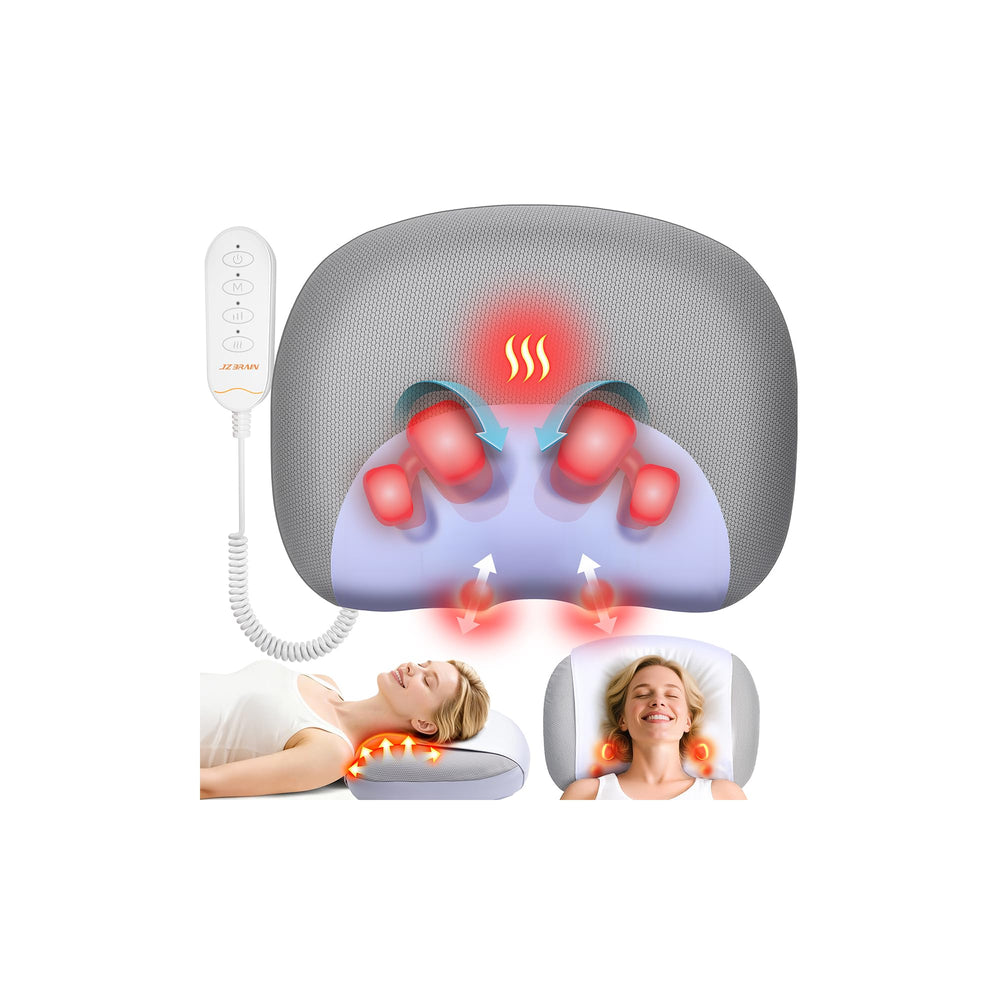 JZBRAIN neck massager pillow shows ergonomic contour for closer neck massage