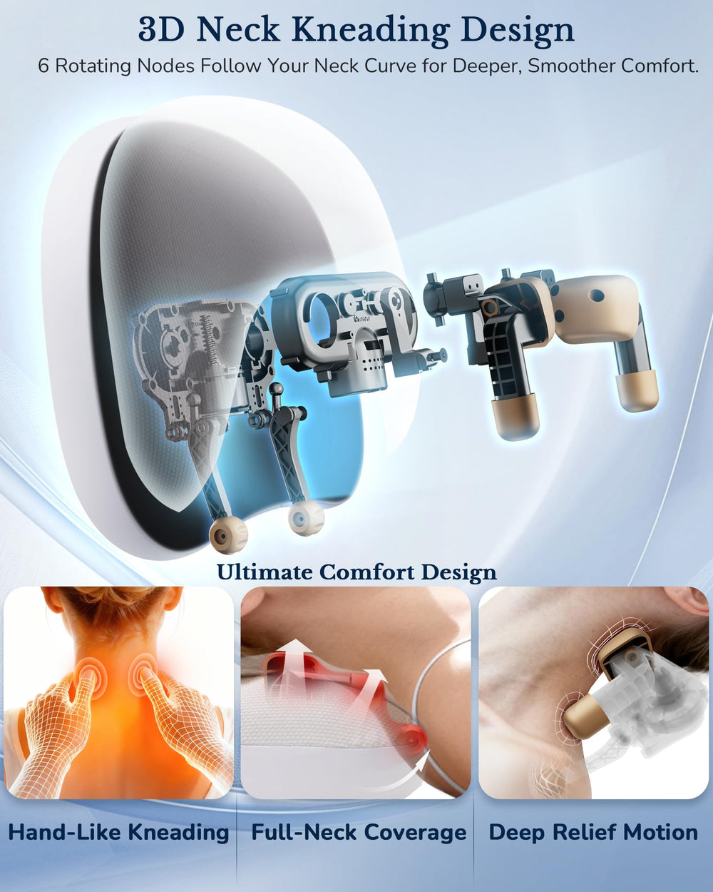 JZBRAIN neck massager pillow with three heat levels for warmth
