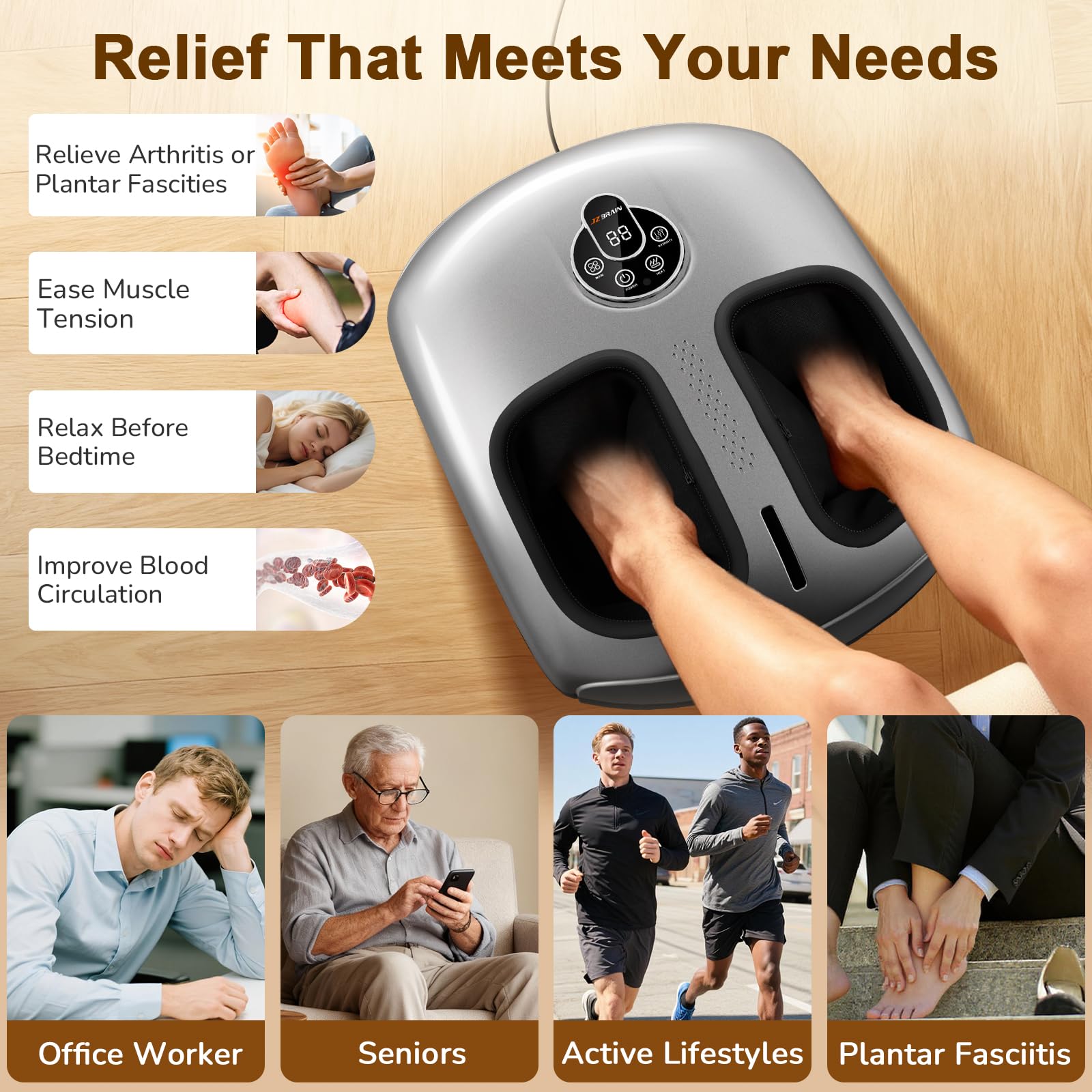 JZBRAIN Shiatsu Foot Massager heat settings provide cozy warmth for cooler evenings.