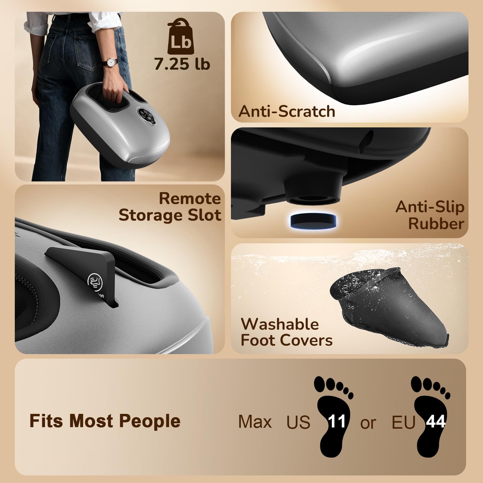 JZBRAIN Shiatsu Foot Massager interior sleeves are washable for easy hygiene.