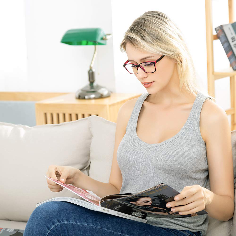 Person using a computer with K KENZHOU blue light glasses for clear viewing