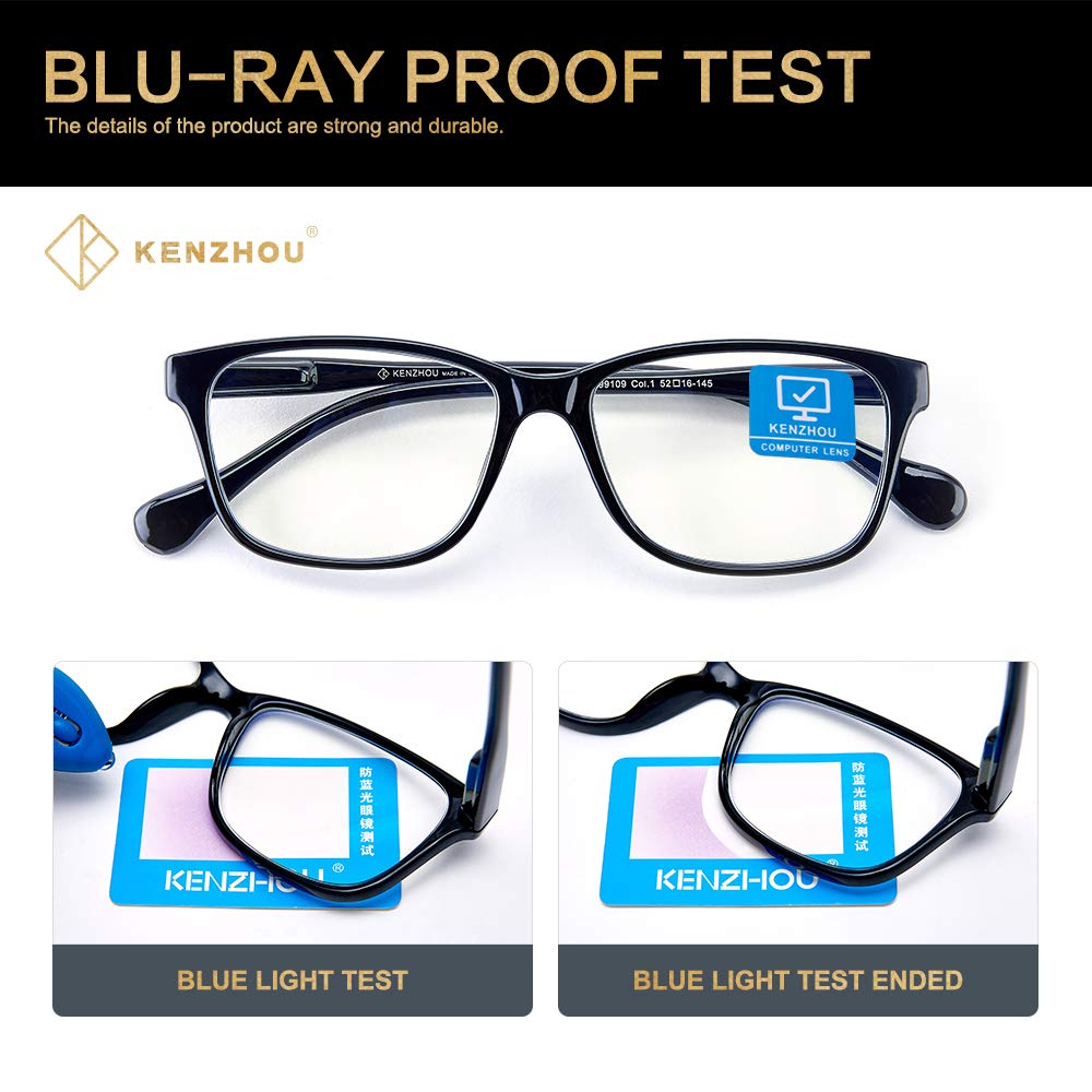 K KENZHOU blue light glasses in daytime use on a laptop setup