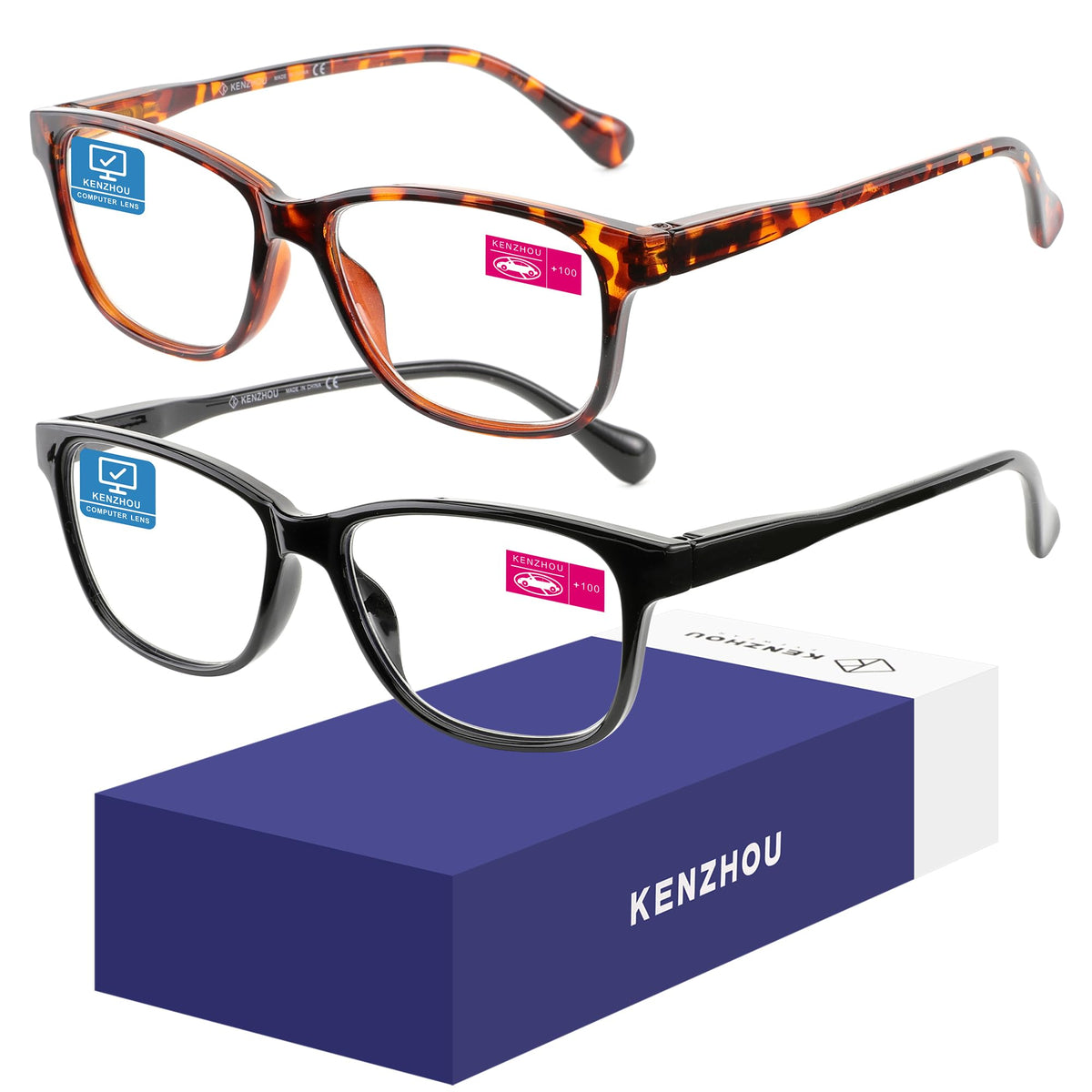 K KENZHOU blue light glasses front view for eye comfort during screens