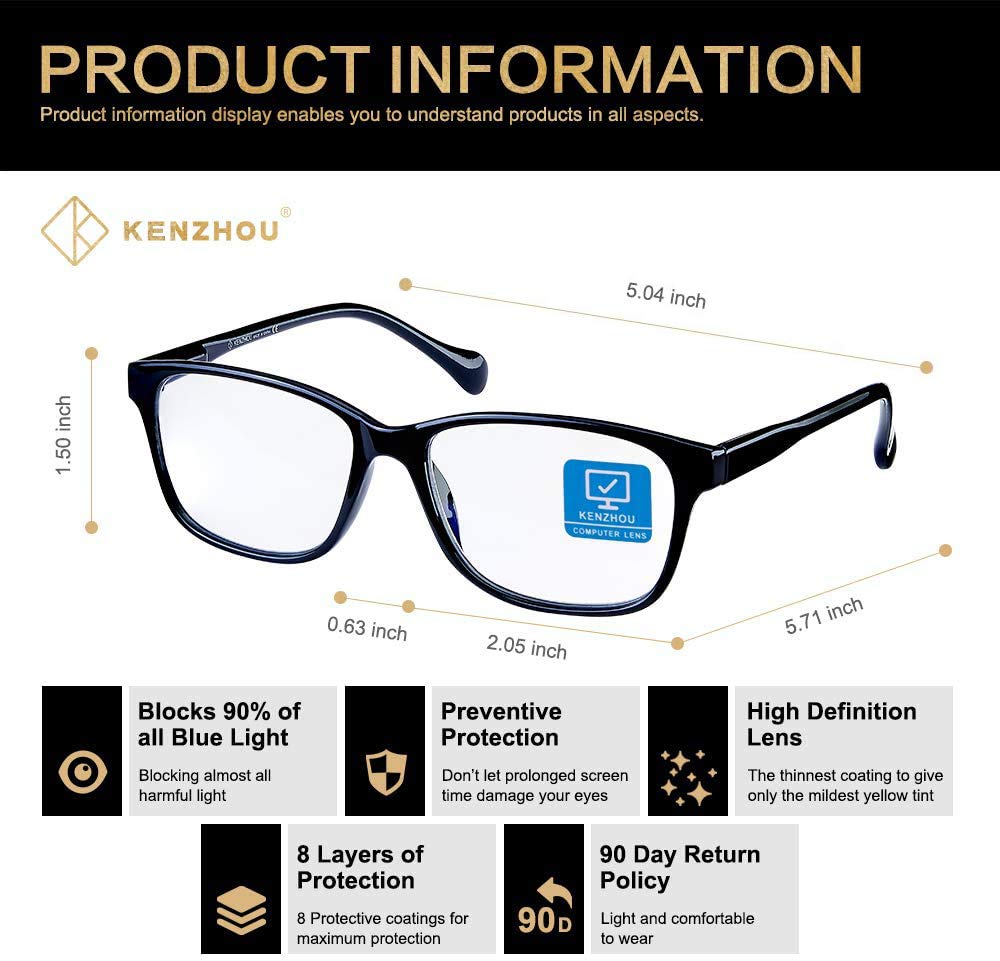 K KENZHOU blue light glasses lifestyle use for everyday wear