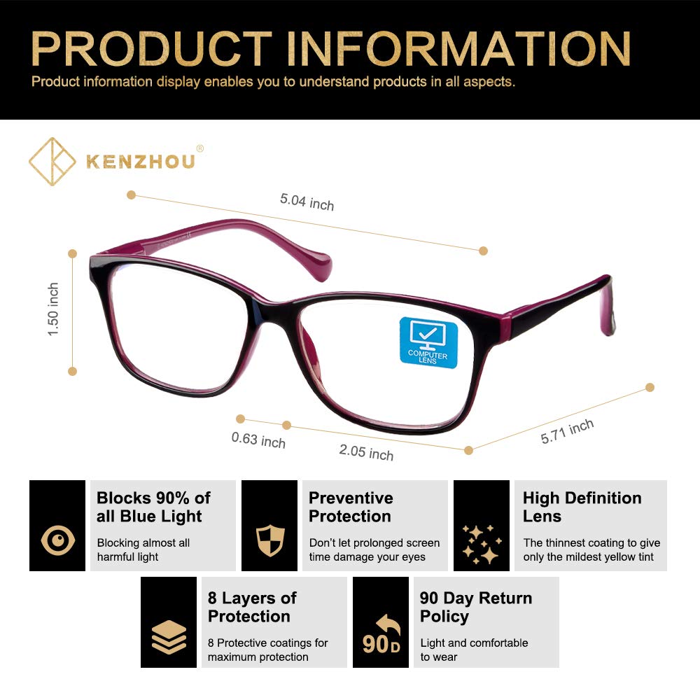 Unisex K KENZHOU blue light glasses in a lifestyle shot for daily screen use
